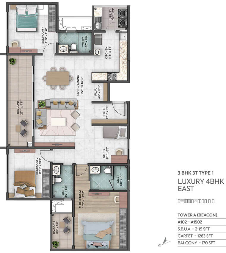 4BHK 2115 - Sumadhura Capitol Residences