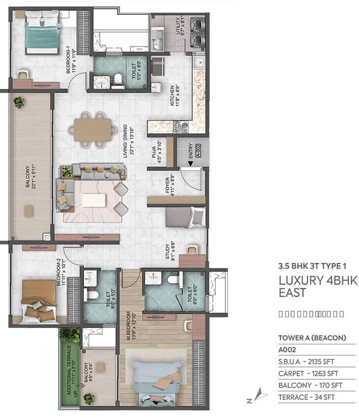 4BHK 2135 - Sumadhura Capitol Residences