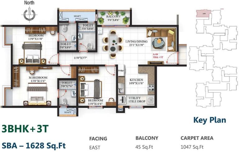 3BHK 1628 - SBR One Residence