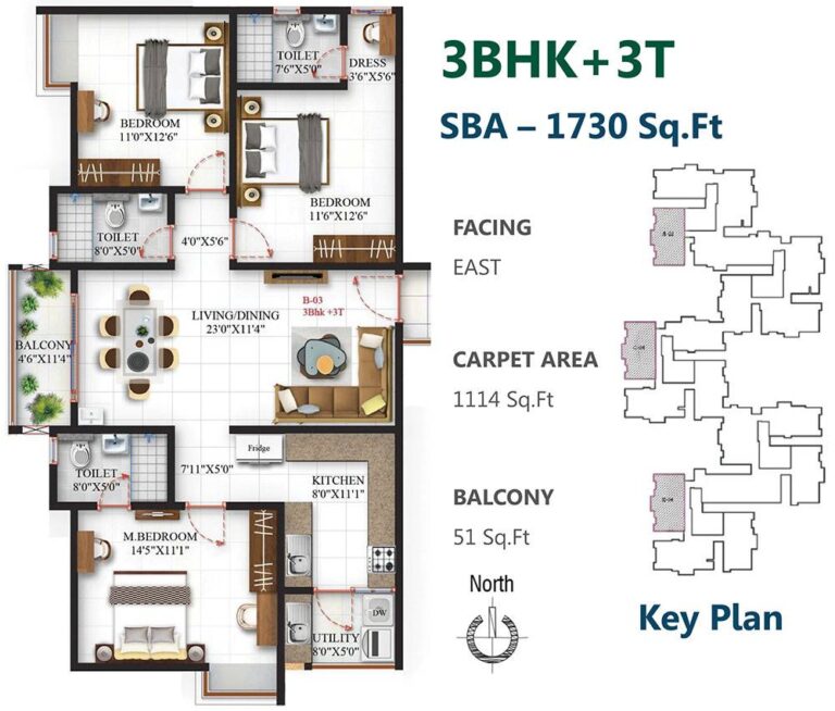3BHK 1730 - SBR One Residence
