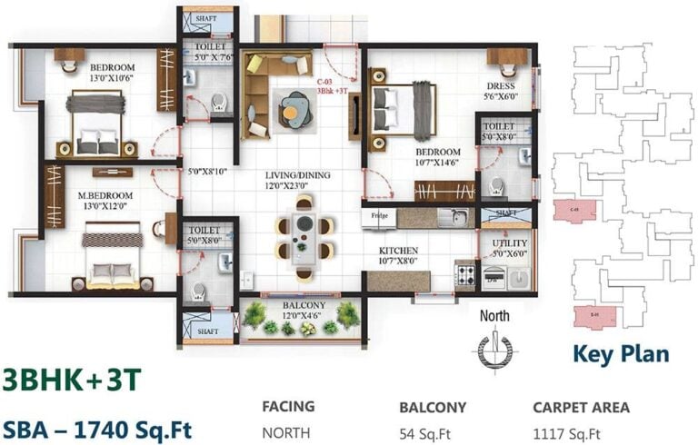 3BHK 1740 - SBR One Residence