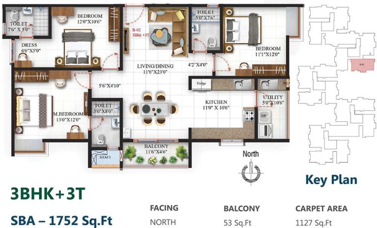 3BHK 1752 - SBR One Residence