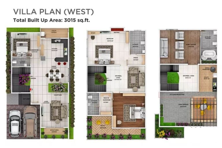 3BHK Triplex Home Theatre 3015 - Sri Balaji Urban Retreat Villas