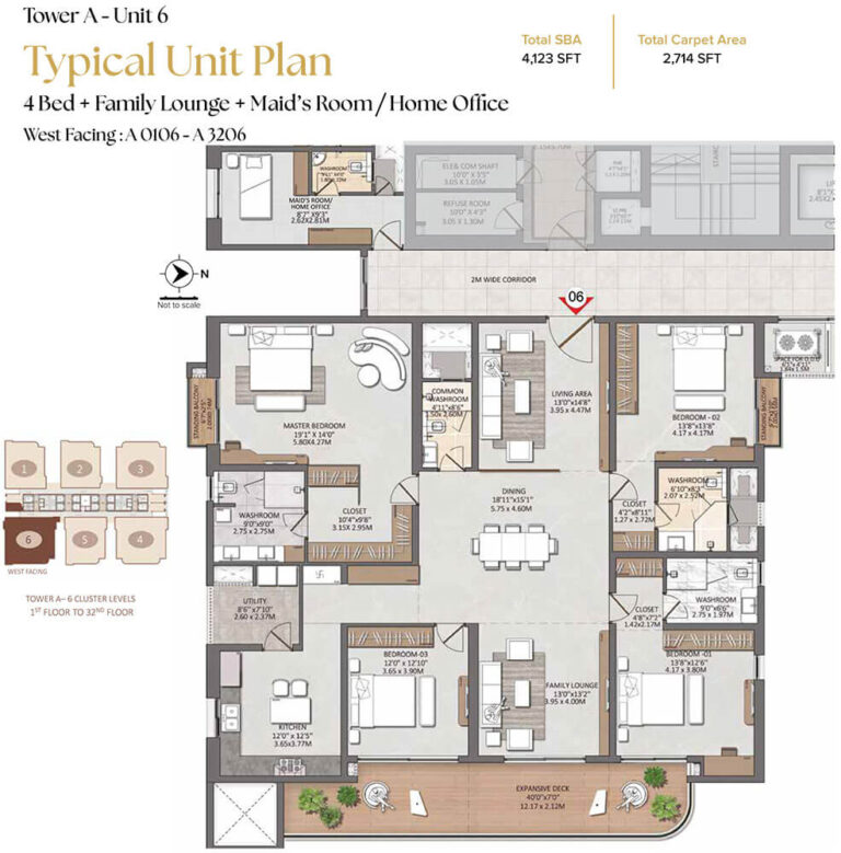 4BHK-Lounge-Maids 4123 - Brigade Gateway Neopolis