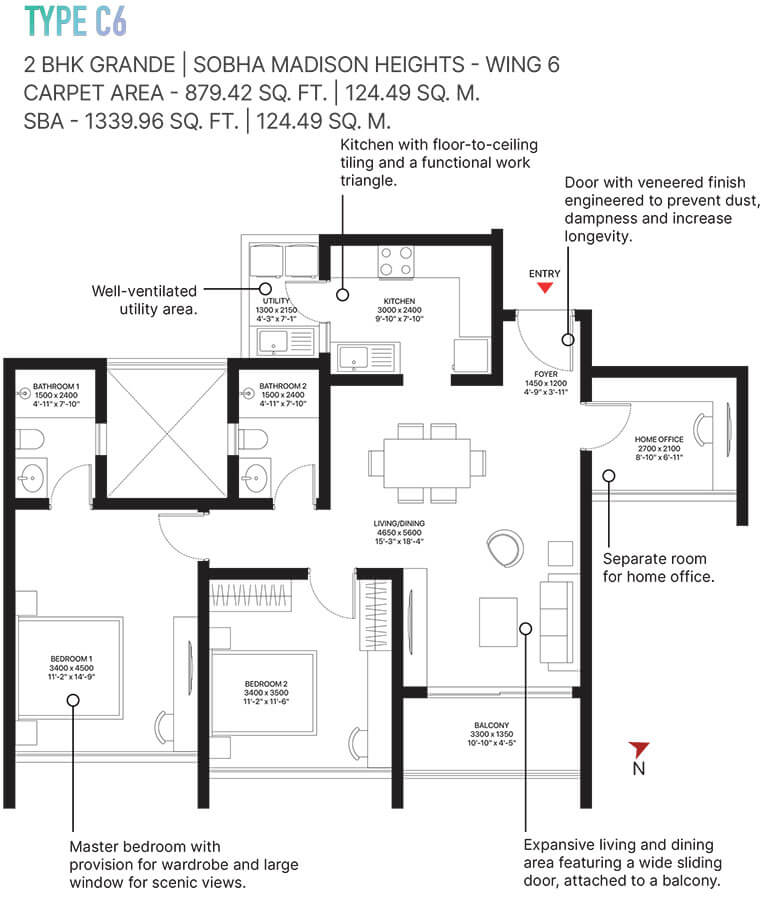 2BHK 1339 - Sobha Town Park Phase 3