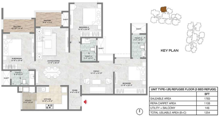 3BHK 1783 - Prestige Suncrest Apartments