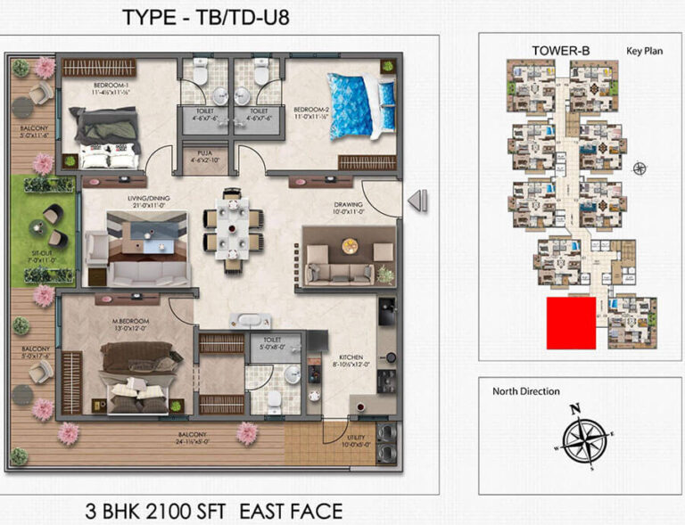 3BHK 2100 - Moonglade Apartments Kokapet