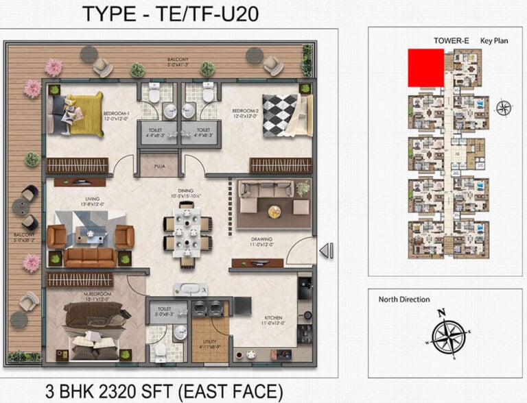 3BHK 2320 - Moonglade Apartments Kokapet
