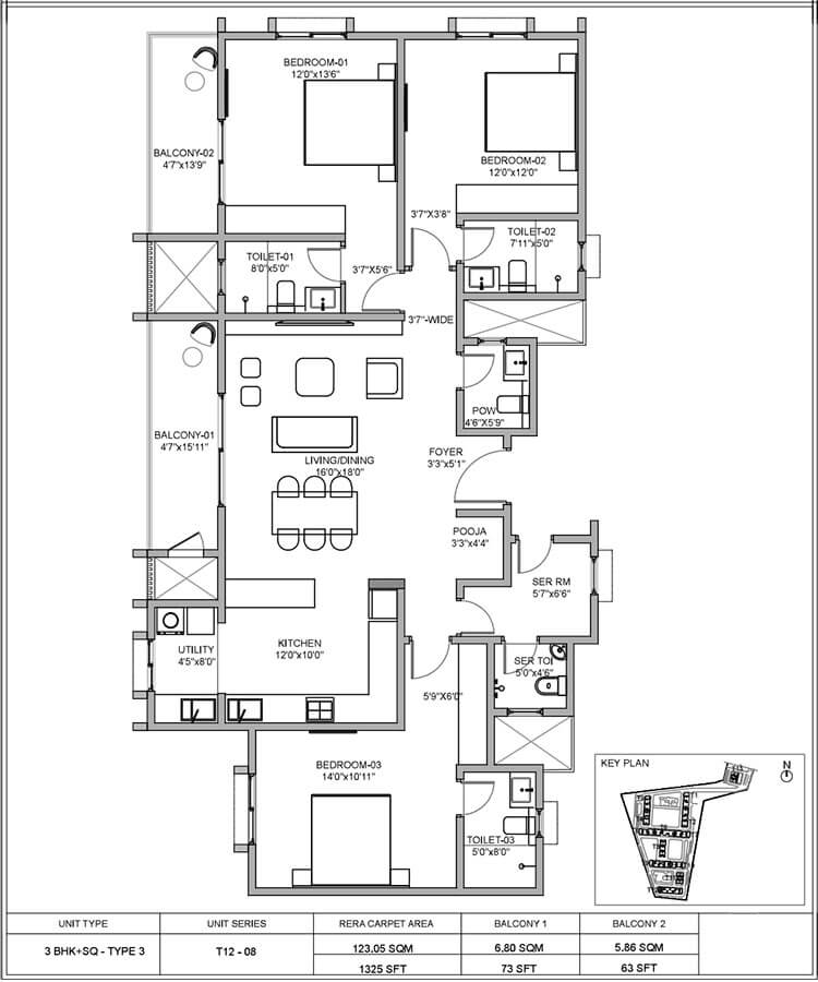 3BHK-Maids 1325 - Birla Evara Birla Sarjapur Apartments