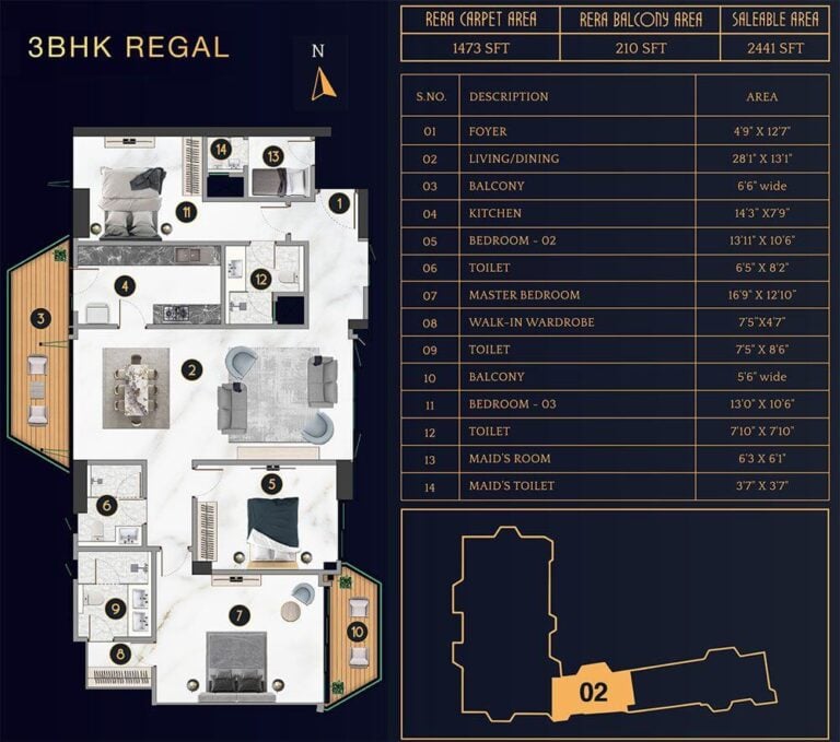 3BHK Regal 2441 - TVS Emerald Cascadia