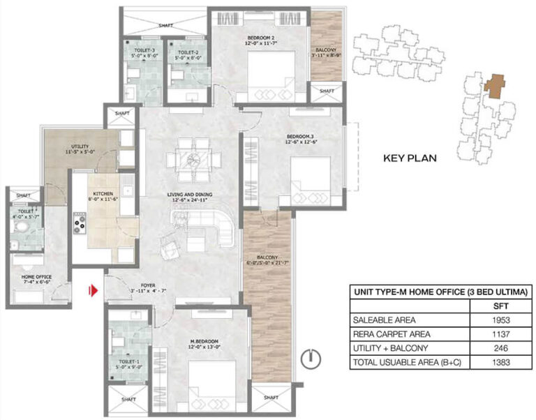 3BHK Ultima 1953 - Prestige Suncrest Apartments