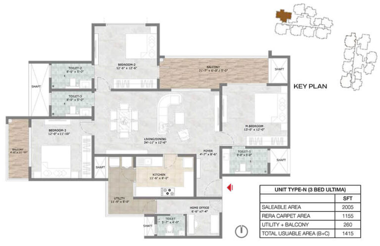 3BHK Ultima 2005 - Prestige Suncrest Apartments