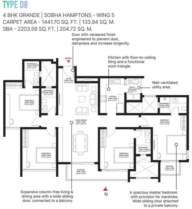 4BHK 2203 - Sobha Town Park Phase 3