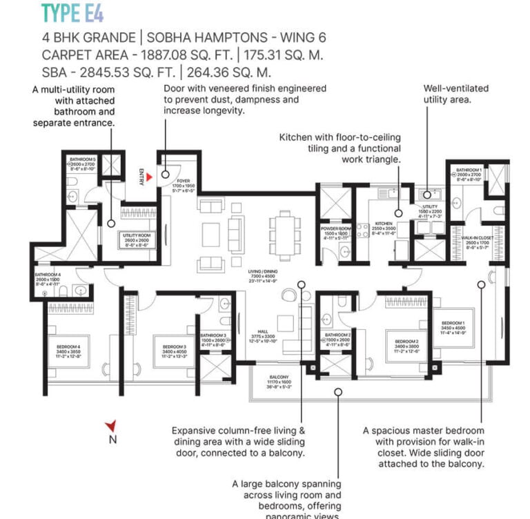 4BHK 2845 - Sobha Town Park Phase 3