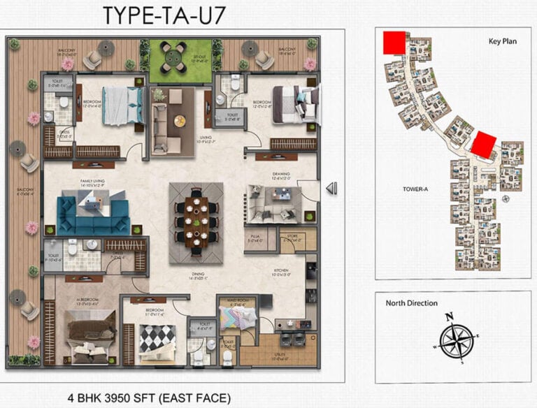 4BHK 3950 - Moonglade Apartments Kokapet