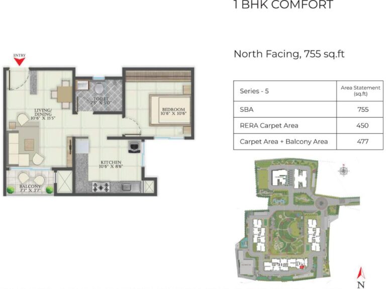1BHK 755 - Abhee Aaria Gunjur