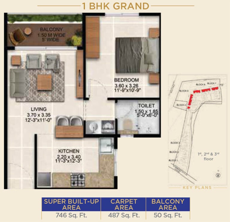 1BHK Grand 746 - Sattva Simplicity