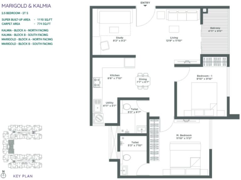 2.5BHK 1110 - Embassy Verde