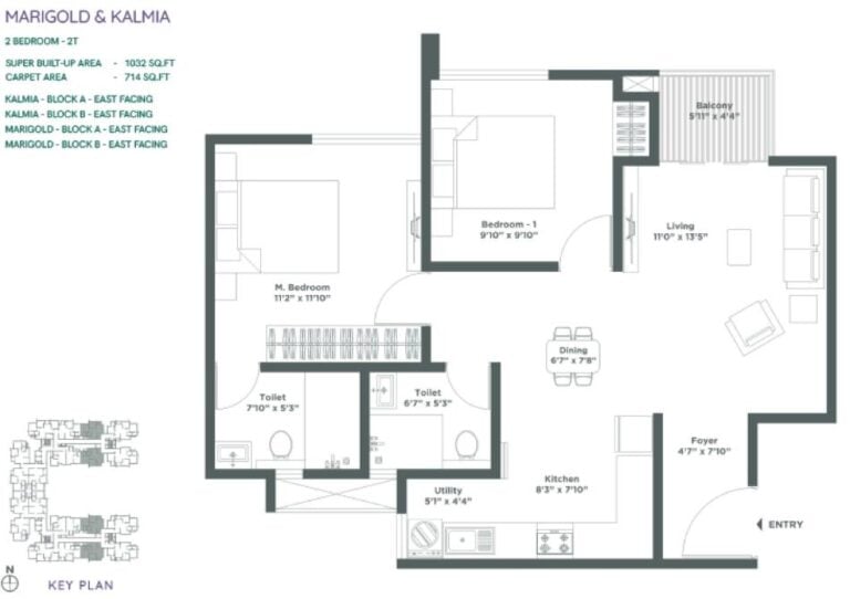 2BHK 1032 - Embassy Verde
