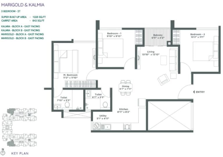 3BHK 1228 - Embassy Verde