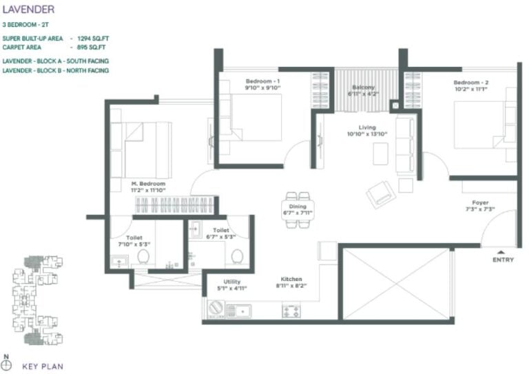 3BHK 1294 - Embassy Verde