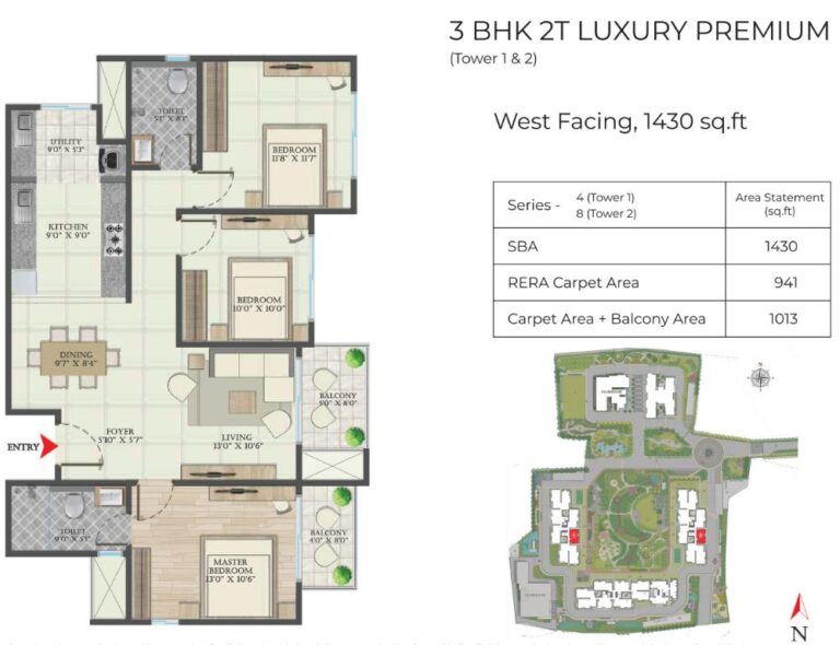 3BHK 1430 - Abhee Aaria Gunjur