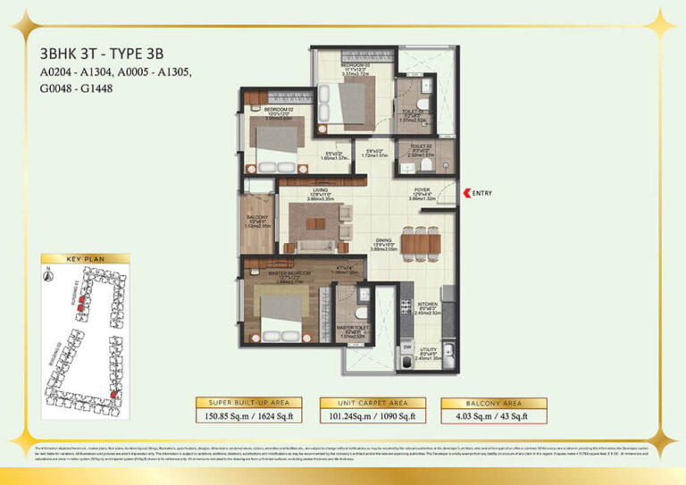 3BHK 1624 - Brigade Eternia Yelahanka