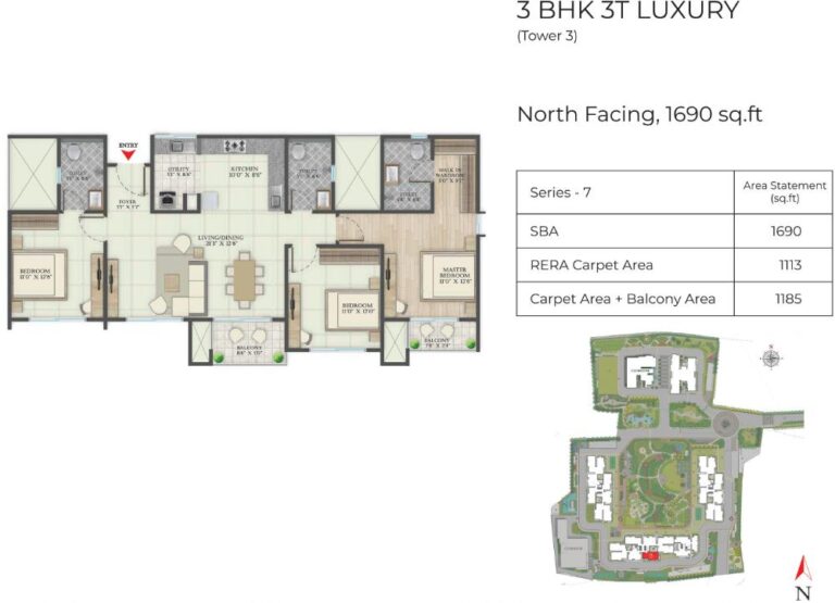 3BHK 1690 - Abhee Aaria Gunjur