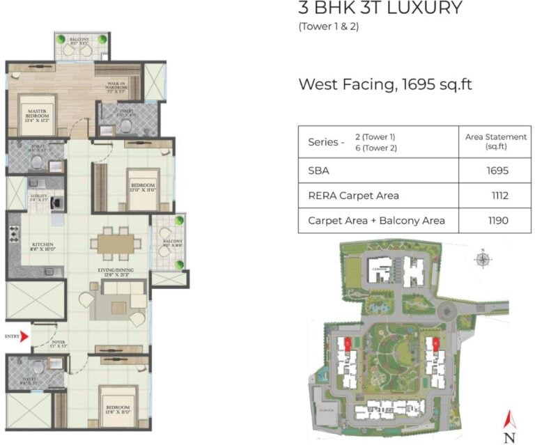 3BHK 1695 - Abhee Aaria Gunjur