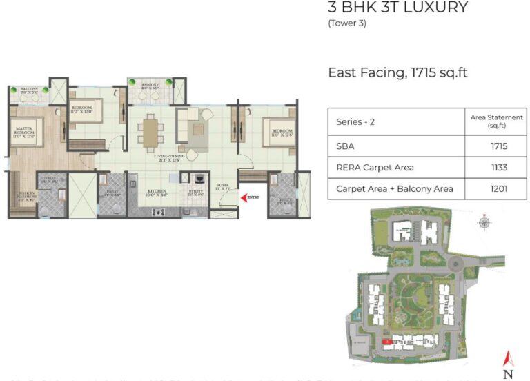 3BHK 1715 - Abhee Aaria Gunjur