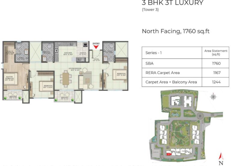 3BHK 1760 - Abhee Aaria Gunjur