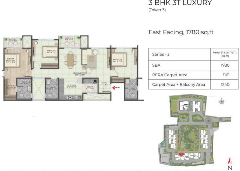 3BHK 1780 - Abhee Aaria Gunjur
