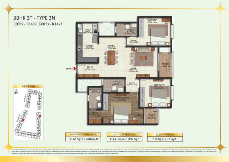 3BHK 1848 - Brigade Eternia Yelahanka