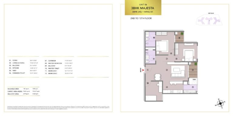 3BHK Majesta 1525 - L&T Elara Celestia Apartments