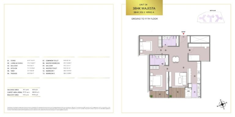 3BHK Majesta 1578 - L&T Elara Celestia Apartments