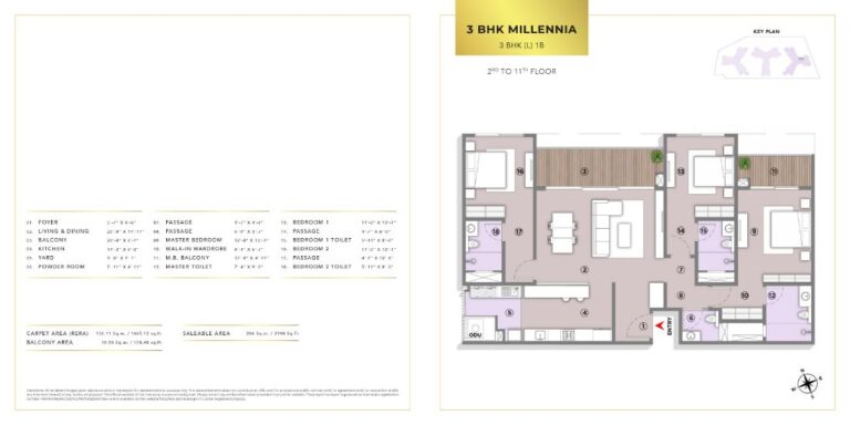 3BHK Millennia 2198 - L&T Elara Celestia Apartments
