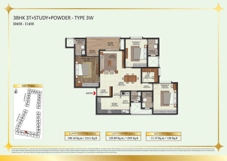3BHK-Study 2111 - Brigade Eternia Yelahanka