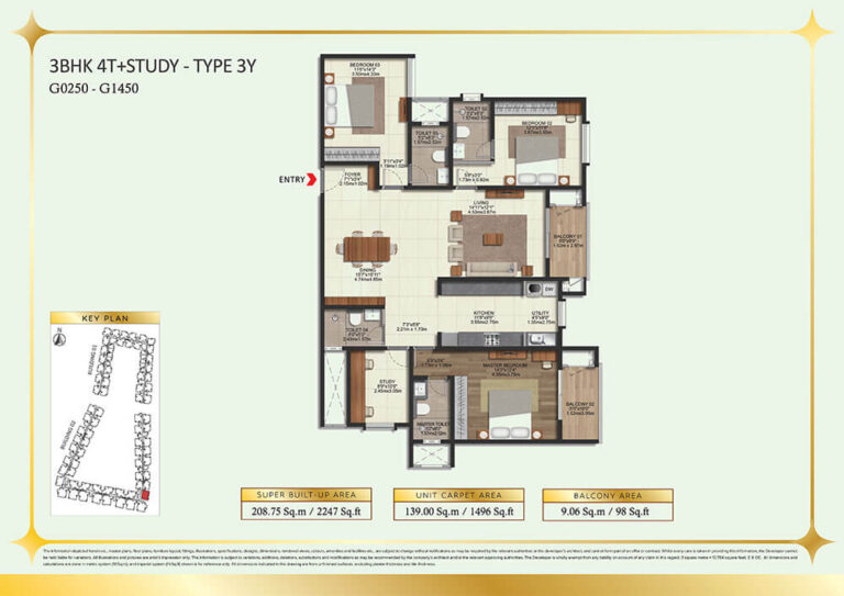 3BHK-Study 2247 - Brigade Eternia Yelahanka