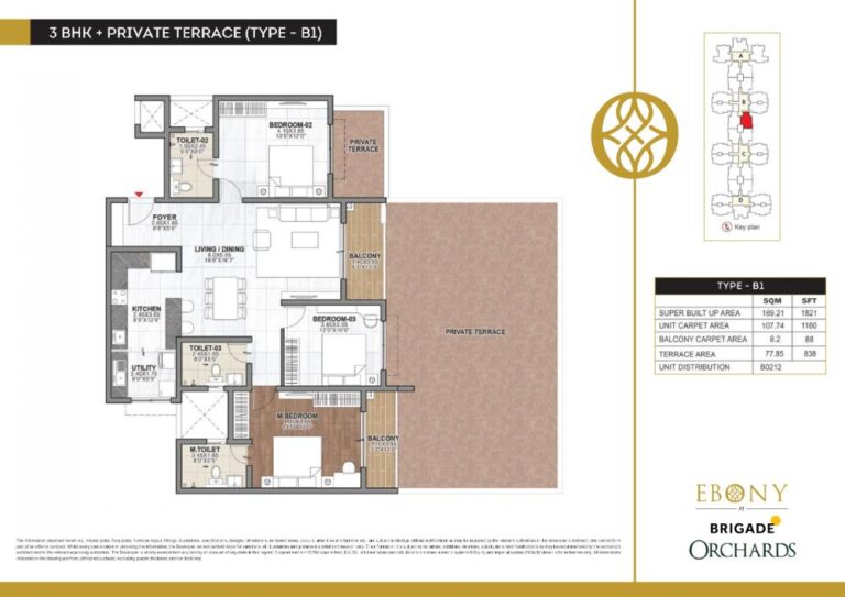 3BHK Terrace 1821 - Ebony At Brigade Orchards