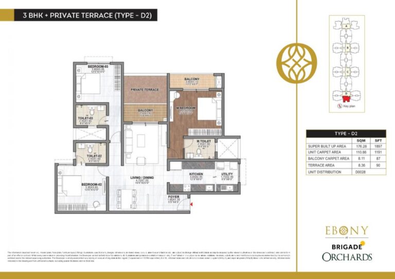 3BHK Terrace 1897 - Ebony At Brigade Orchards