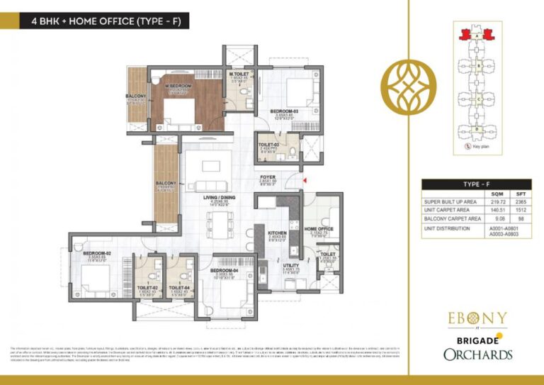 4BHK Home Office 2365 - Ebony At Brigade Orchards