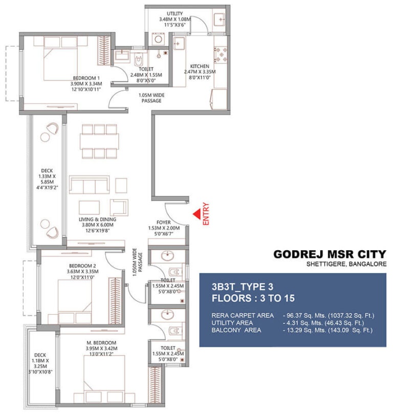 3BHK 1220 - Barca at Godrej MSR City Shettigere