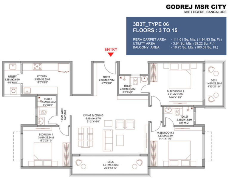 3BHK 1420 - Barca at Godrej MSR City Shettigere