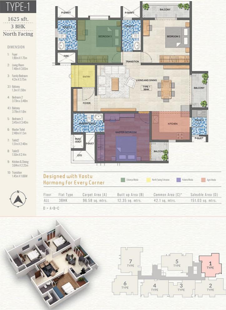 3BHK 1625 - Vanshika Natures Harmony