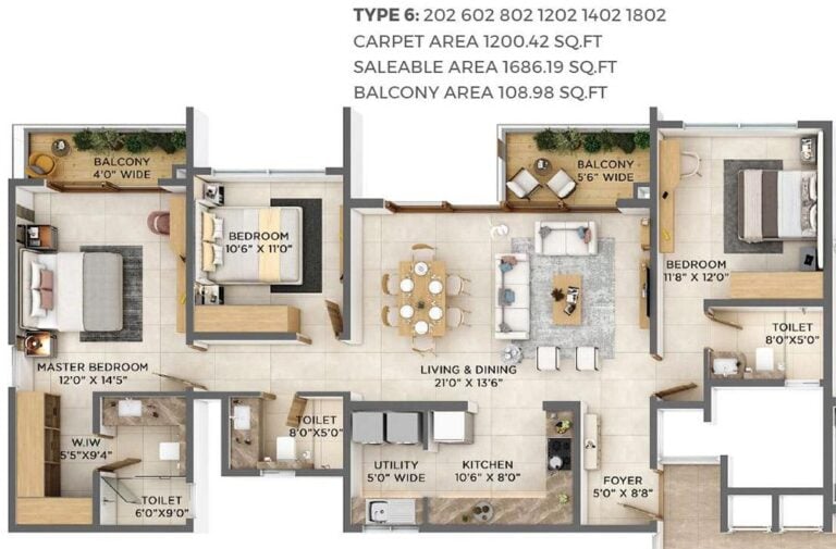 3BHK 1686 - VBHC Aurora Yelahanka
