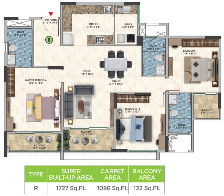 3BHK 1727 - Sattva Park Cubix Phase 2