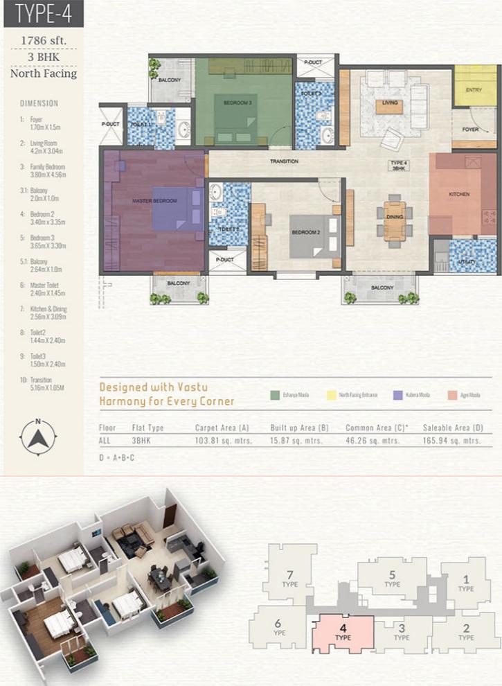 3BHK 1786 - Vanshika Natures Harmony