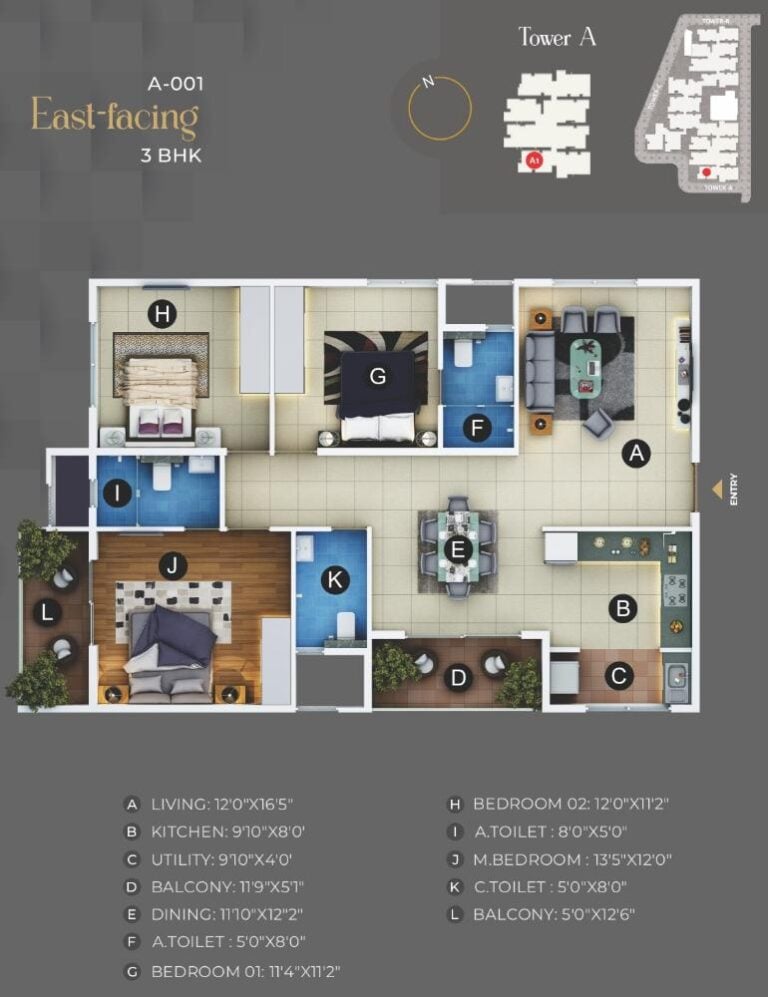 3BHK A - Trendsquares Akino Panathur