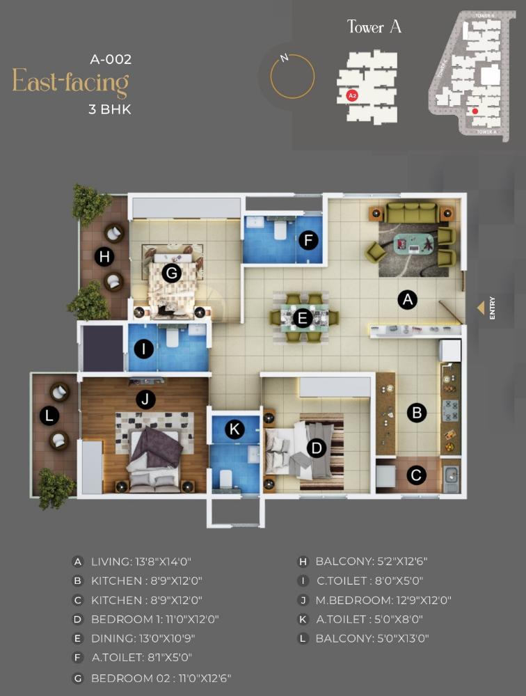 3BHK East A - Trendsquares Akino Panathur