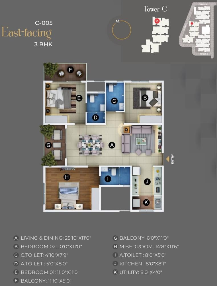3BHK East C5 - Trendsquares Akino Panathur